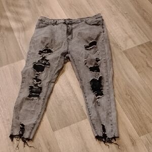 SHEIN Gray Distressed Skinny Jeans